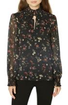 Women's Sanctuary Doheney Smock Detail High Neck Blouse - Black