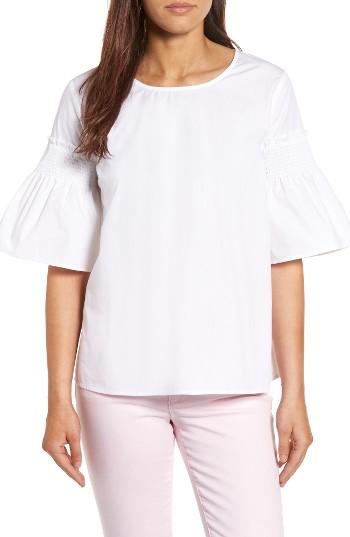 Women's Halogen Bell Sleeve Poplin Top - White