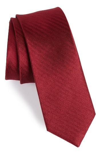Men's The Tie Bar Sound Wave Herringbone Silk Tie, Size - Burgundy