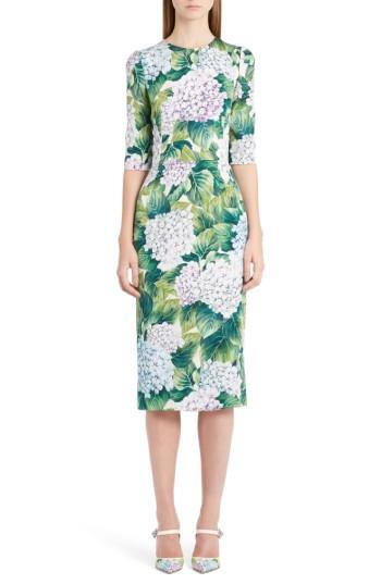 Women's Dolce & Gabbana Hydrangea Print Stretch Silk Dress