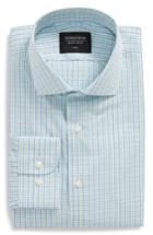 Men's Nordstrom Men's Shop Trim Fit Check Dress Shirt .5 - 32/33 - Green