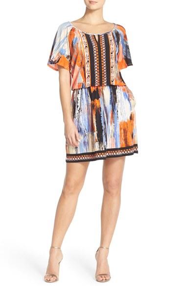 Women's Eci Embellished Print Jersey Blouson Dress