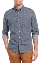 Men's Nordstrom Men's Shop Trim Fit Print Sport Shirt, Size - Blue