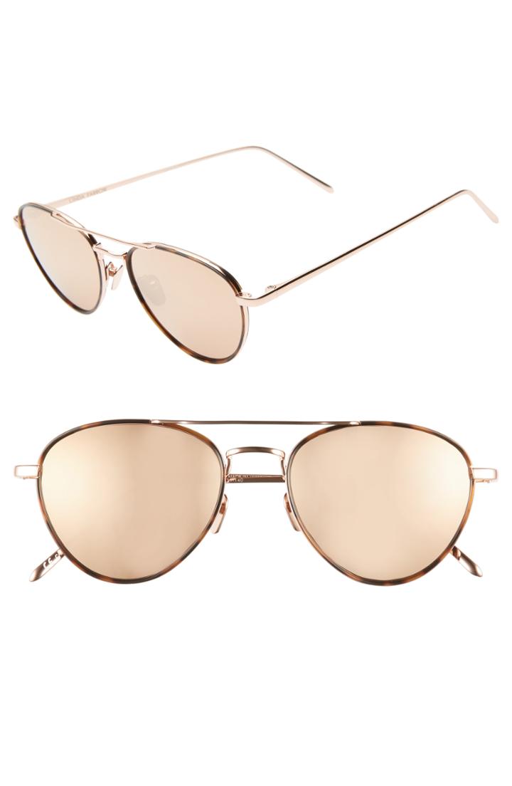 Women's Linda Farrow 51mm Aviator Sunglasses - Rose Gold/ Tortoise Shell
