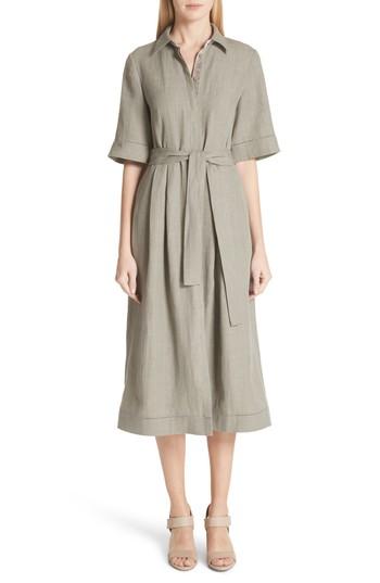 Women's Lafayette 148 New York Eleni Linen Shirtdress, Size - Grey