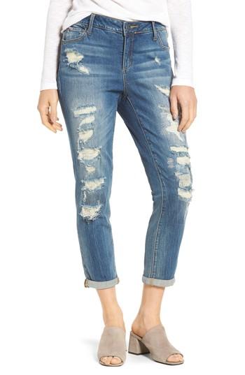 Women's Slink Jeans Distressed Ankle Boyfriend Jeans - Blue
