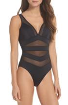 Women's Ted Baker London Illiana Mesh Detail One-piece Swimsuit - Black