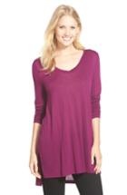 Petite Women's Halogen Long Sleeve Lightweight Tunic P - Purple