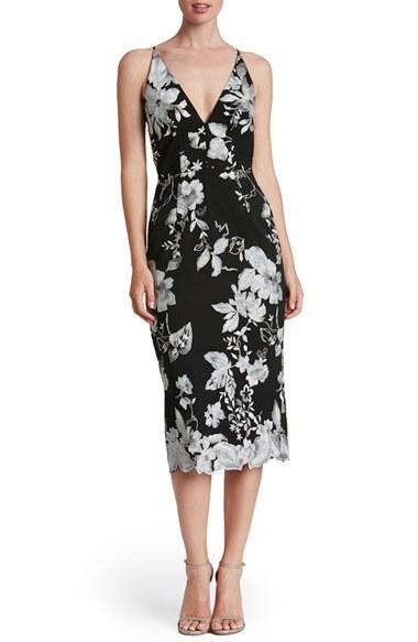 Women's Dress The Population Lucy Embroidered Midi Dress