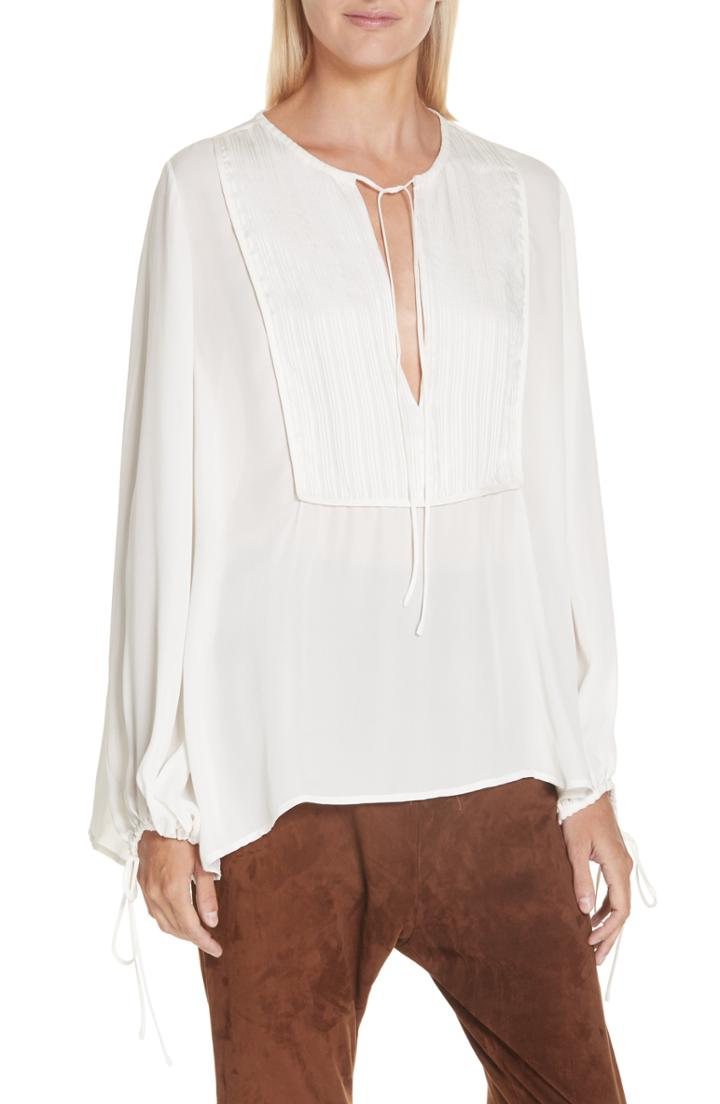 Women's Nili Lotan Rena Tie Neck Silk Top - Ivory