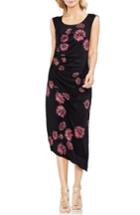 Women's Vince Camuto Chateau Floral Side Ruched Body-con Dress, Size - Black