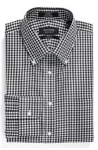 Men's Nordstrom Men's Shop Classic Fit Non-iron Gingham Dress Shirt - 34 - Black (online Only)