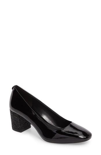 Women's Michael Michael Kors Cher Flex Mid Glitter Heel Pump .5 M - Black