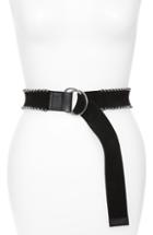 Women's Iro Beaded Leather Belt - Black