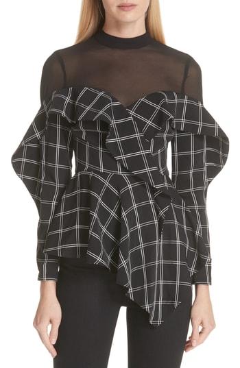 Women's Self-portrait Check Handkerchief Top - Blue