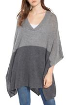 Women's Halogen Colorblock Cashmere Poncho, Size - Grey