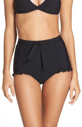 Women's Seafolly Lola Rae High Waist Bikini Bottoms Us / 14 Au - Black