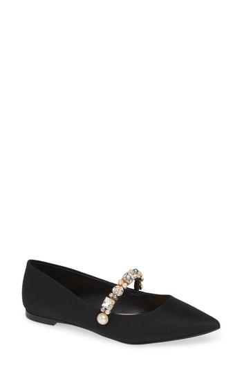 Women's Karl Lagerfeld Noel Imitation Pearl Embellished Flat M - Black