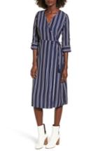 Women's Everly Stripe Wrap Midi Dress
