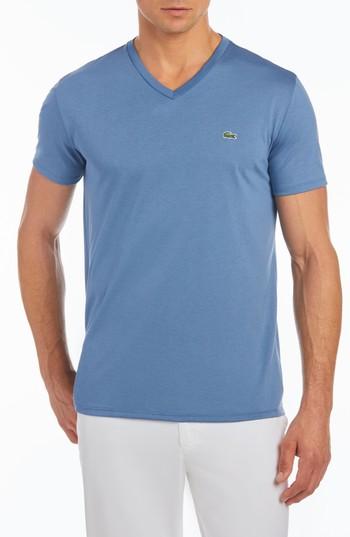 Men's Lacoste V-neck Cotton T-shirt (4xl) - Blue