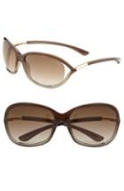 Women's Tom Ford 'jennifer' 61mm Oval Oversize Frame Sunglasses - Brown / Bronze