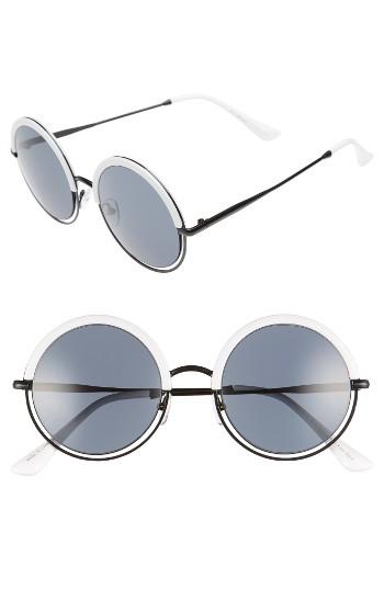 Women's A.j. Morgan Pancakes 52mm Gradient Lens Round Sunglasses - White