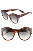 Women's Gucci 52mm Cat Eye Sunglasses - Havana/ Green