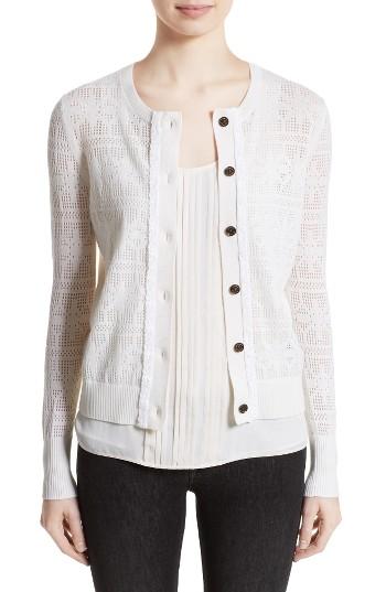 Women's Burberry River Elvo Wool & Cashmere Cardigan - White