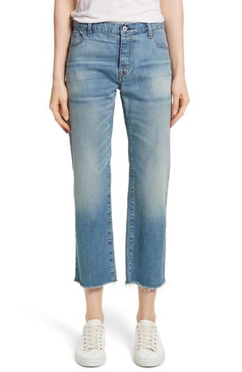 Women's Nili Lotan Raw Edge Crop Boyfriend Jeans - Blue