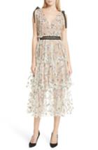 Women's Self-portrait Sequin Mesh Tie Strap Midi Dress - Beige