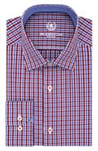 Men's Bugatchi Trim Fit Plaid Dress Shirt - Red