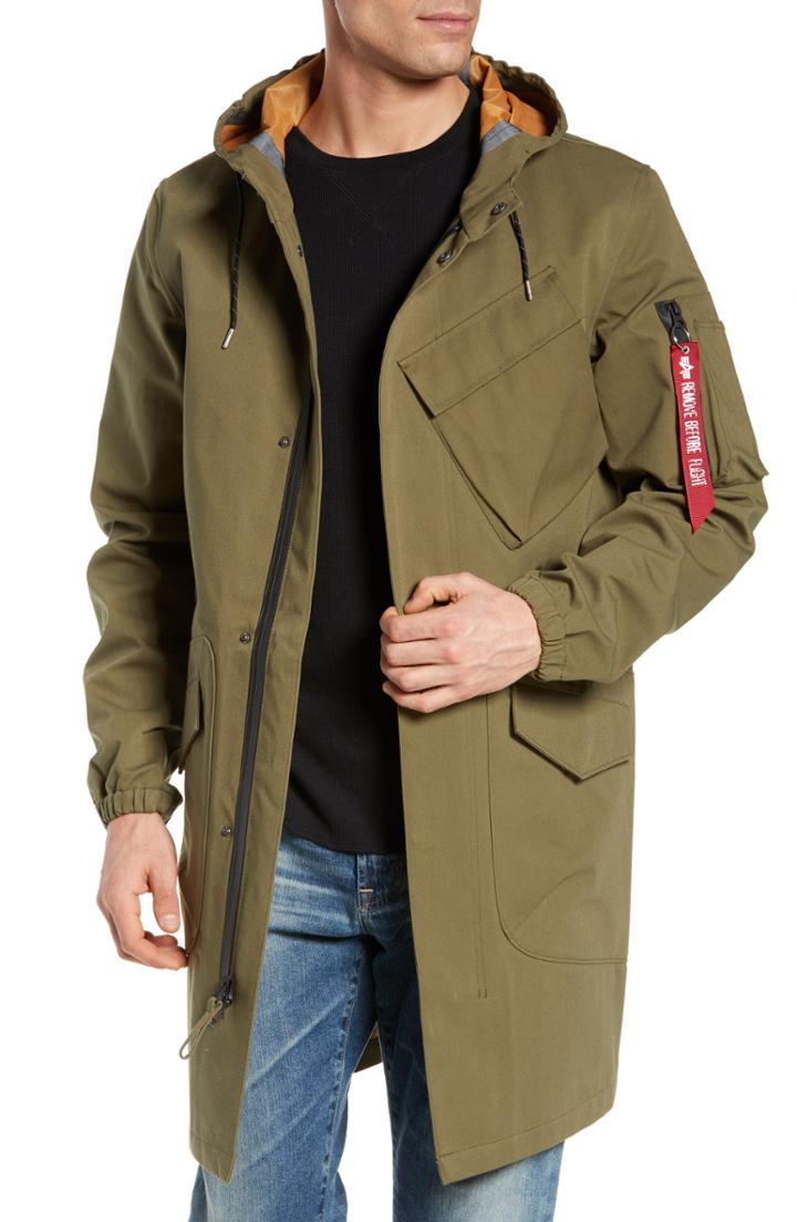Men's Alpha Industries Duster Waterproof Field Coat - Green