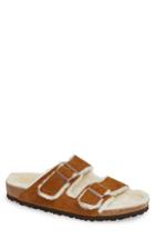 Men's Birkenstock Arizona Slide Sandal With Genuine Shearling -8.5us / 41eu D - Brown