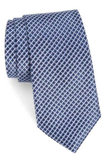 Men's Calibrate Lisgar Grid Silk Tie, Size - Blue
