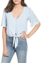Women's Bp. Tie Front Top, Size - Blue
