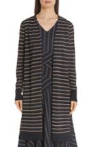 Women's Lafayette 148 New York Long Stripe Cardigan - Blue