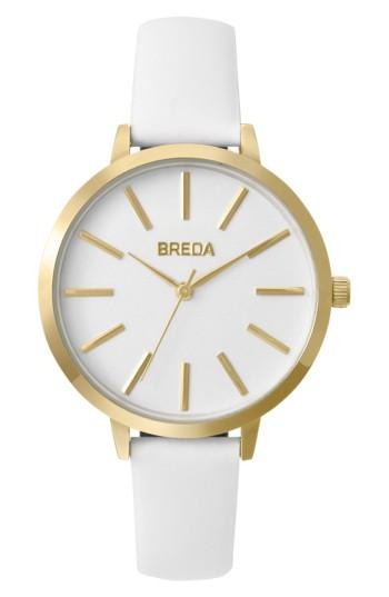 Women's Breda Joule Round Leather Strap Watch, 37mm