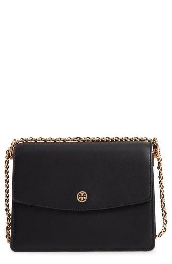 Tory Burch Parker Leather Shoulder/crossbody Bag - Black