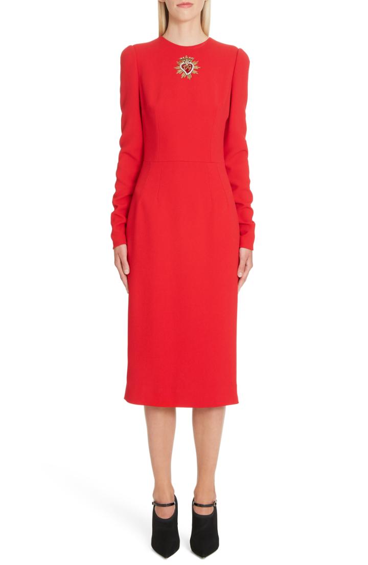 Women's Dolce & Gabbana Sacred Heart Patch Cady Pencil Dress