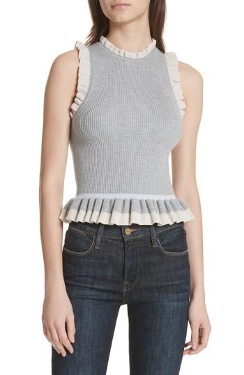 Women's Rebecca Taylor Ruffle Trim Tank - Grey