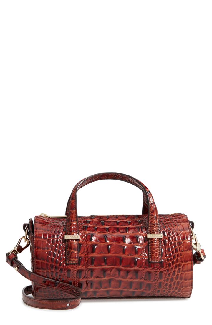 Brahmin Claire Croc Embossed Leather Top Handle Bag - Brown