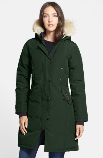 Women's Canada Goose Kensington Slim Fit Down Parka With Genuine Coyote Fur Trim (2-4) - Green
