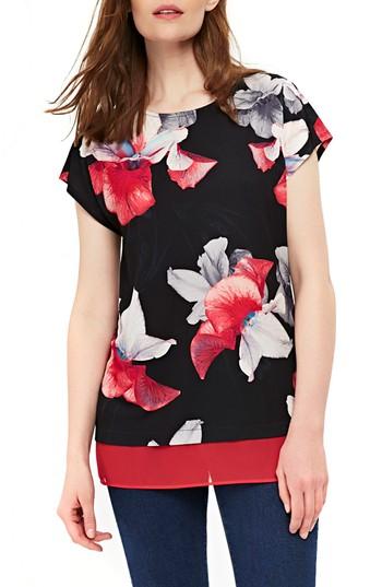 Women's Wallis Orchid Print Top - Black