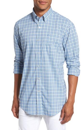 Men's Southern Tide Linville Performance Classic Fit Sport Shirt, Size - Blue