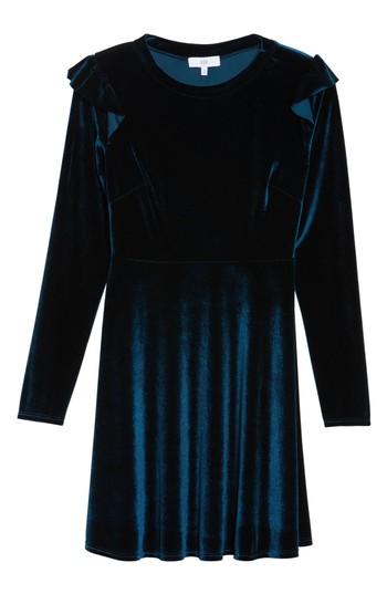 Women's Nsr Velvet Fit & Flare Dress - Blue/green