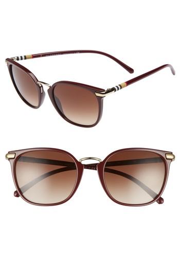 Women's Burberry 53mm Gradient Square Sunglasses - Bordeaux