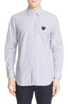 Men's Comme Des Garcons Play Trim Fit Stripe Sport Shirt - Blue