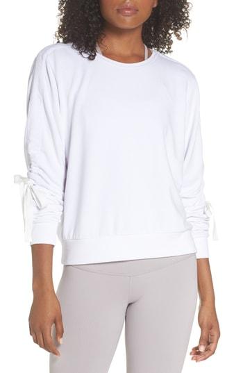 Women's Zella Gather Sleeve Sweatshirt - White