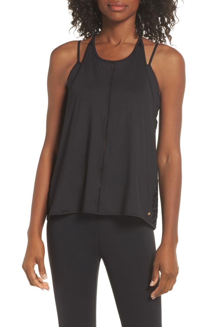 Women's Kate Spade New York Leopard Mesh Tank, Size - Black