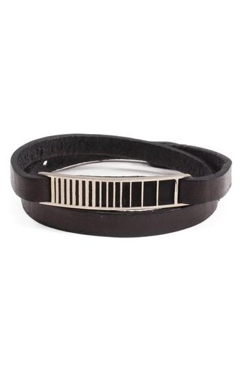 Men's George Frost Utopia Id Leather Wrap Bracelet